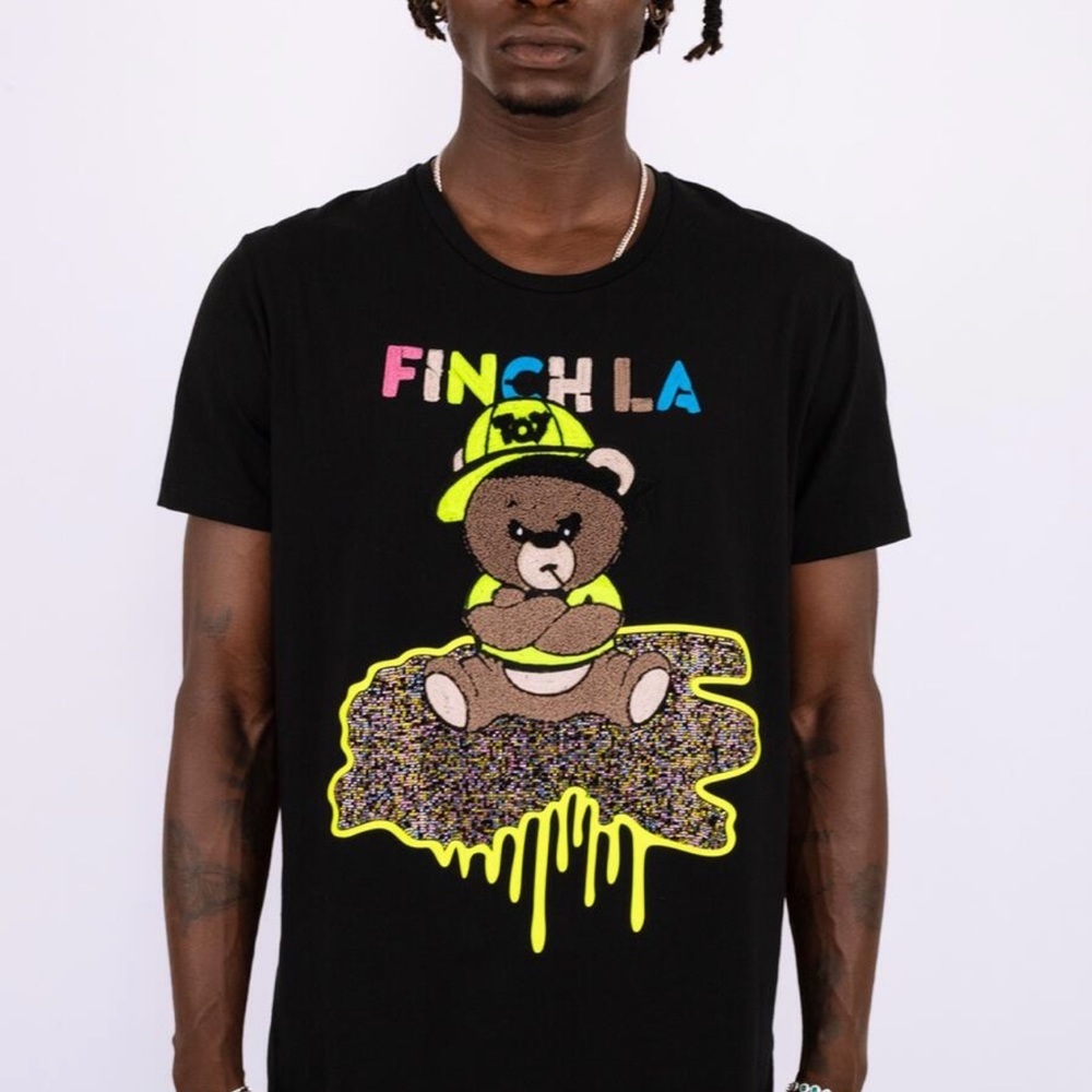 Finch LA Stitch Black Teal Blue Green Mens Tee Shirt